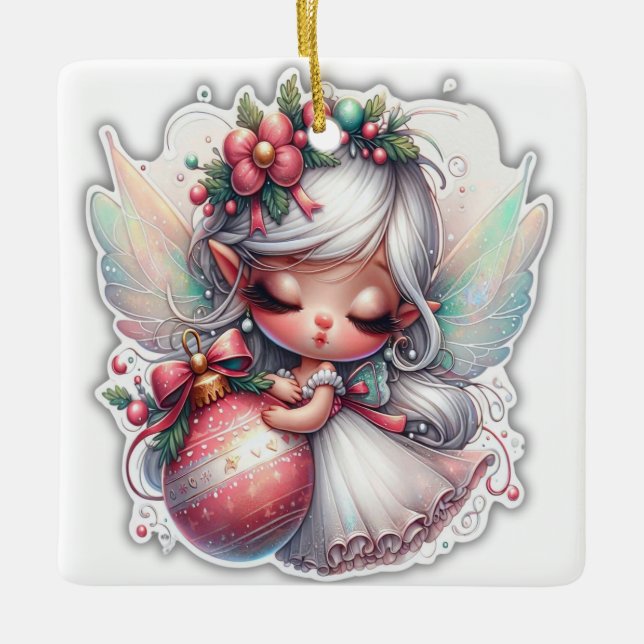 Ornement En Céramique Ange de Noël (Devant)