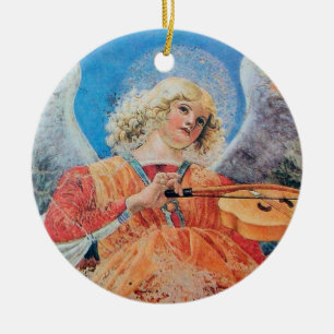 Ornement En Céramique ANGE DE NOËL Saphir Bleu