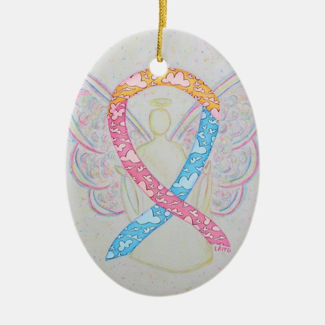 Ornement En Céramique Ange du ruban de sensibilisation CDH (Devant)