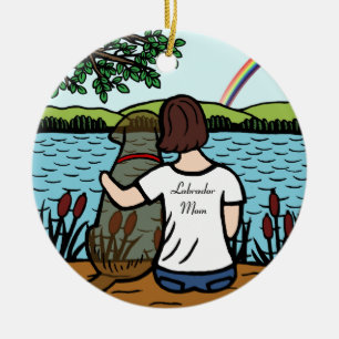 Ornement En Céramique Ange et maman 1 de Labrador de chocolat