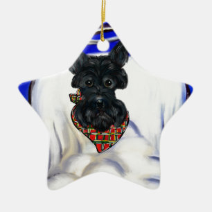 Ornement En Céramique Ange Terrier Écossais Noir