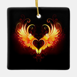 Ornement En Céramique Angel Fire Heart with Wings