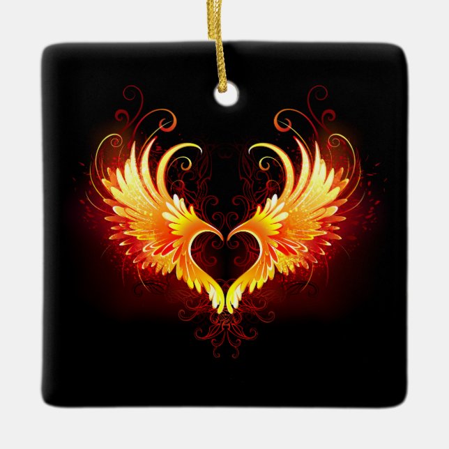 Ornement En Céramique Angel Fire Heart with Wings (Devant)