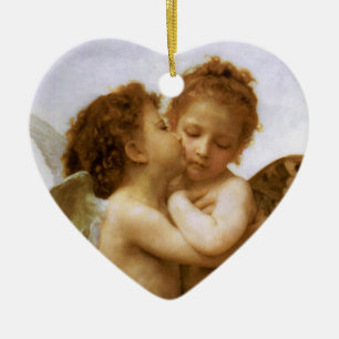 Ornement En Céramique Anges de Noël Kiss, Bouguereau