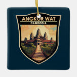 Ornement En Céramique Angkor Vat Cambodge Travel Art Vintage<br><div class="desc">Image vectorielle Angkor Vat. Angkor Wat est un complexe de temples au Cambodge qui est considéré comme la plus grande structure religieuse au monde par Guinness World Records. Il est situé dans l'ancienne capitale khmère d'Angkor,  dans le nord du Cambodge.</div>
