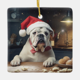Ornement En Céramique Anglais Bulldog Christmas Cookies Holiday