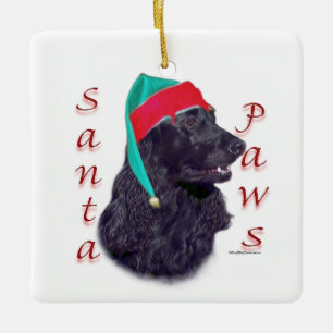 Ornement En Céramique Anglais Cocker Spaniel (noir) Père Noël Paws