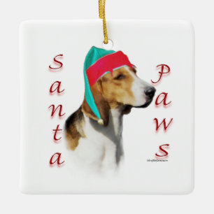 Ornement En Céramique Anglais Foxhound Père Noël Paws