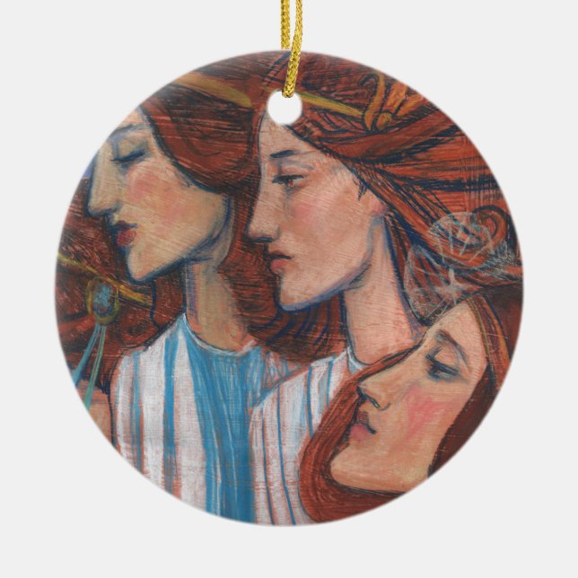 Ornement En Céramique Angles Art Nouveau Gingembre Auburn Red Hair Femme (Devant)