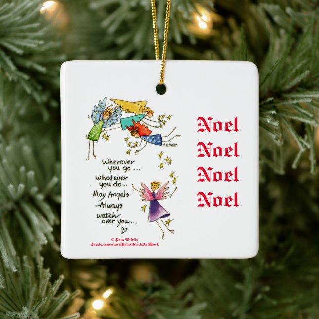 Ornement En Céramique Angles avec vous à Noël Aquarelle Art Invita (Arbre)