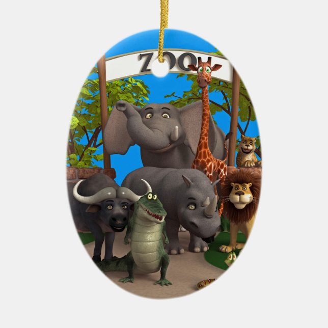 Ornement En Céramique Animaux au zoo (Devant)