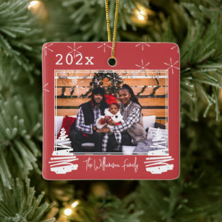 Ornement En Céramique Animaux de Noël à deux côtés Arbre de Noël Famille