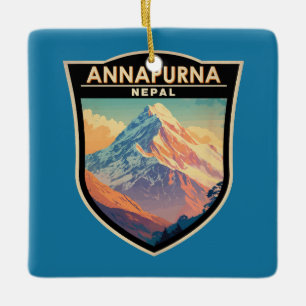 Ornement En Céramique Annapurna Nepal Travel Art Vintage