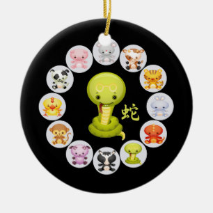 Ornement En Céramique Année chinoise de zodiaque du serpent