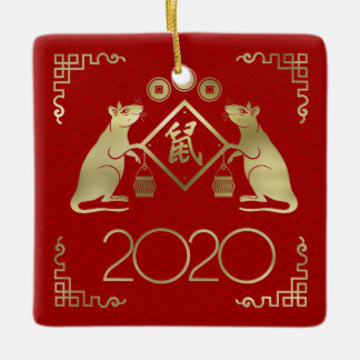 Ornement En Céramique Année chinoise du rat 2020