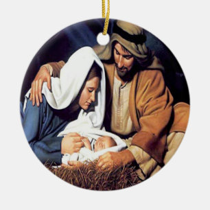 Ornement En Céramique Anniversaire de Noël de Jésus