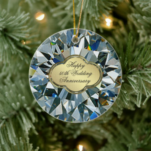 Ornement En Céramique Anniversaire du Mariage d'or