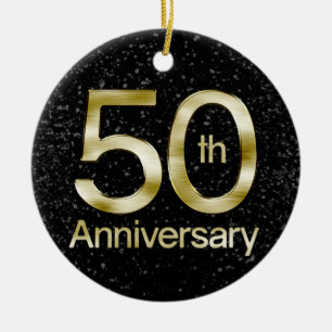 Ornement En Céramique Anniversaire fascinant d'or cinquantième