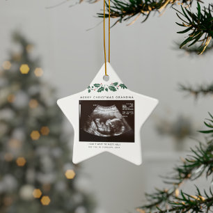Ornement En Céramique Annonce de grossesse de Noël pour grand-mère