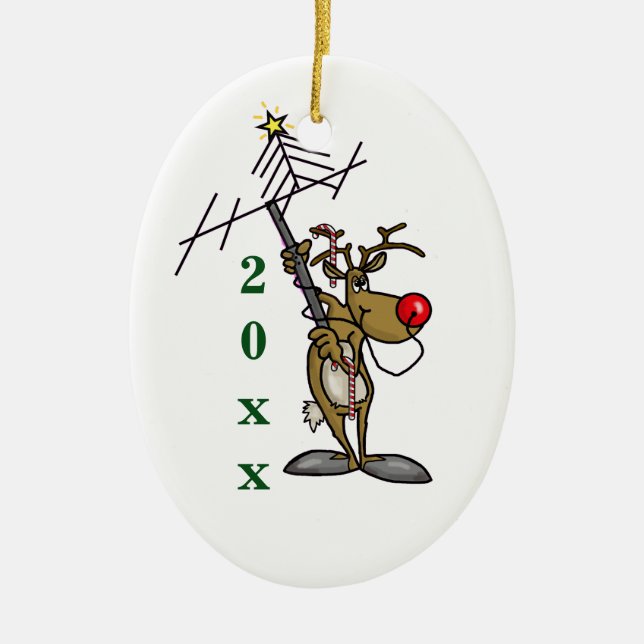 Ornement En Céramique Antenne actionnante de Rudolph avec l'ornement de (Devant)