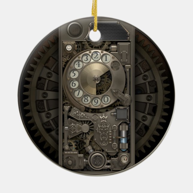Ornement En Céramique Appareil Steampunk - Téléphone Rotary. (Dos)