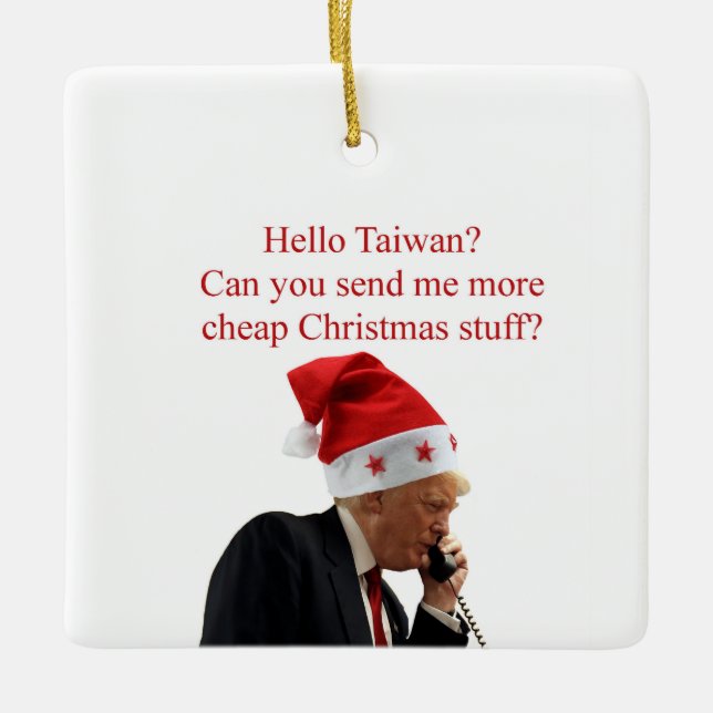 Ornement En Céramique Appel de Noël de Trump à Taïwan (Devant)