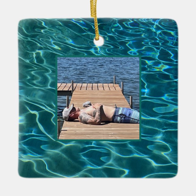 Ornement En Céramique Aqua Blue Water Motif, ondulations océaniques (Devant)