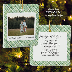 Ornement En Céramique Aquarelle amusante Plaid Check Christmas Photos pe