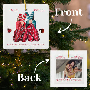 Ornement En Céramique Aquarelle Best Friends One Photo Match My Crazy