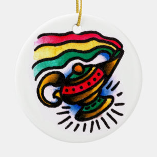 Ornement En Céramique Aquarelle de bouteille de génie