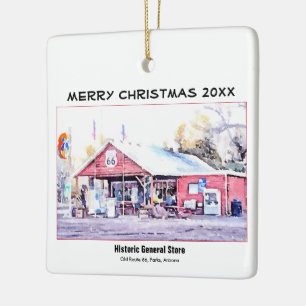 Ornement En Céramique Aquarelle historique d'épicerie générale de