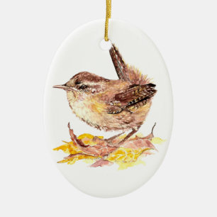 Ornement En Céramique Aquarelle mignonne Oiseau usé, Nature, Animaux sau