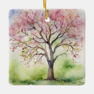 Ornement En Céramique Aquarelle Peinture Arbre