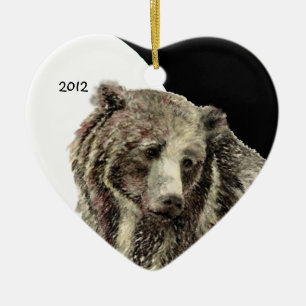 Ornement En Céramique Aquarelle personnalisée Grizzly Ours animal