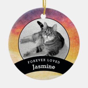 Ornement En Céramique Aquarelle personnalisée Pet Memorial Ajouter une p