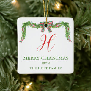Ornement En Céramique Aquarelle Plaid Garland Noël