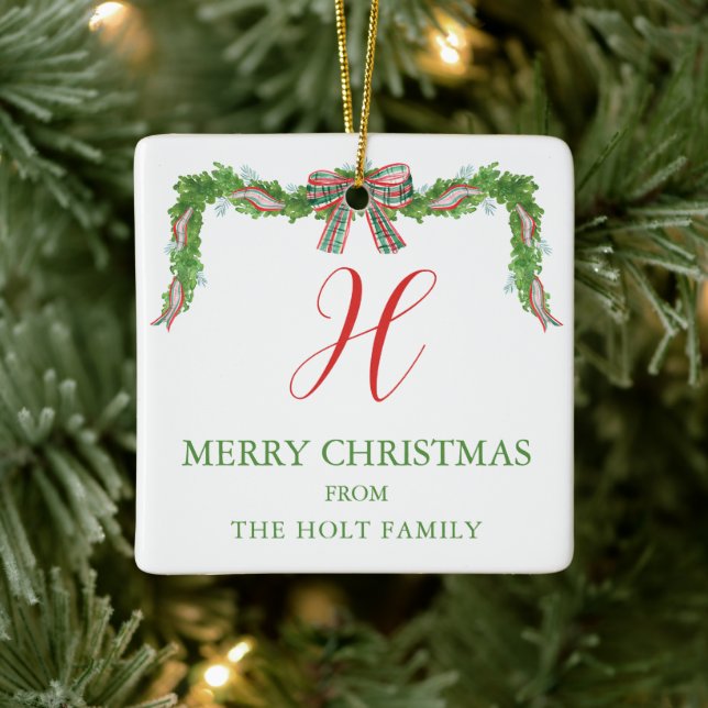 Ornement En Céramique Aquarelle Plaid Garland Noël (Arbre)