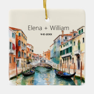 Ornement En Céramique Aquarelle romantique Italie Mariage nouveau