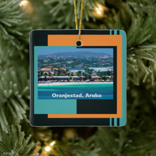 Ornement En Céramique Aquarelles d'Oranjestad, Aruba