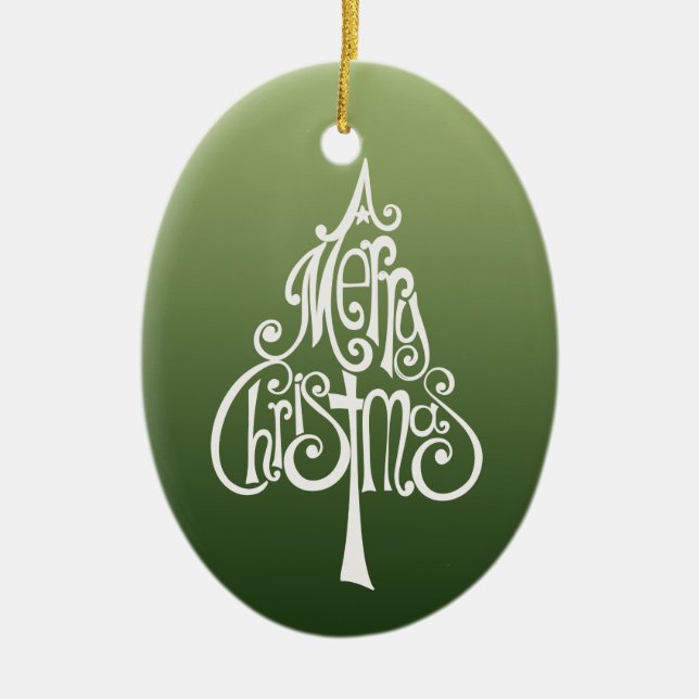 Ornement En Céramique Arbre de Joyeux Noël (Devant)