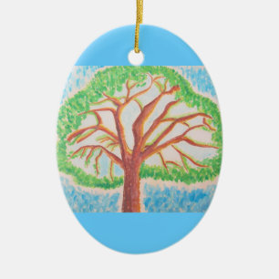 Ornement En Céramique Arbre de l'ornement ovale