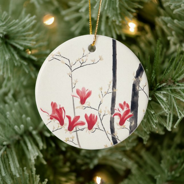 Ornement En Céramique Arbre de Magnolia par Kobayashi Kokei, Nature Vint (Arbre)