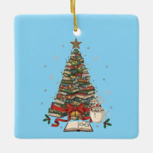 Ornement En Céramique Arbre de Noël cosy pour lecteurs et amoureux de li
