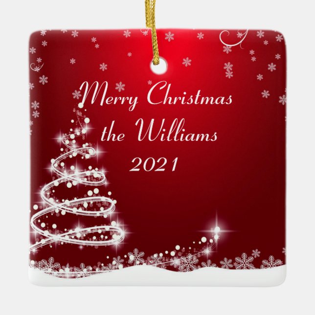 Ornement En Céramique Arbre de Noël de famille (Devant)