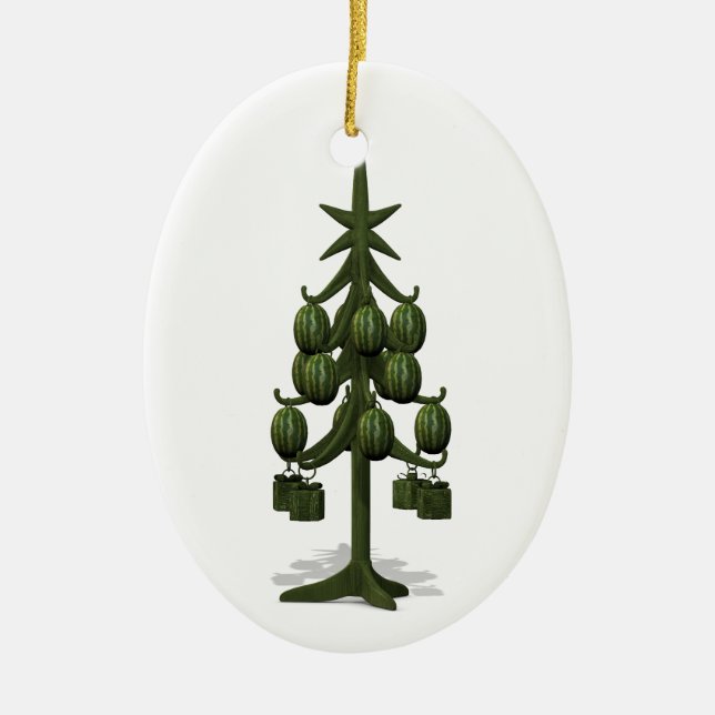 Ornement En Céramique Arbre de Noël des pastèques sucrées (Devant)