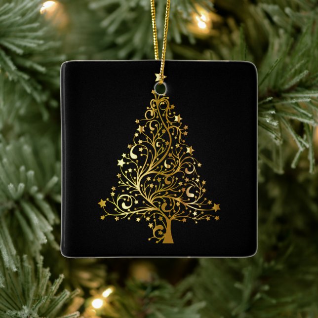 Ornement En Céramique Arbre de Noël doré (Arbre)