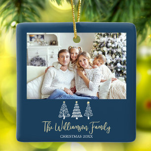 Ornement En Céramique Arbre de Noël en famille Photo Arbres ludiques Scr