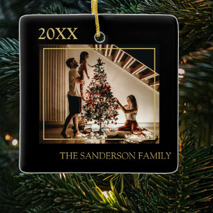 Ornement En Céramique Arbre de Noël personnalisé avec photo de famille