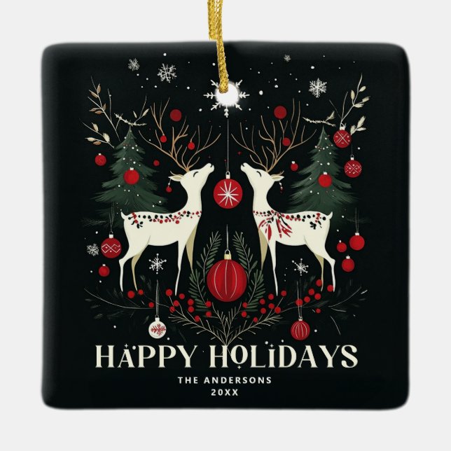 Ornement En Céramique Arbre de Noël scandinave chaleureux (Devant)