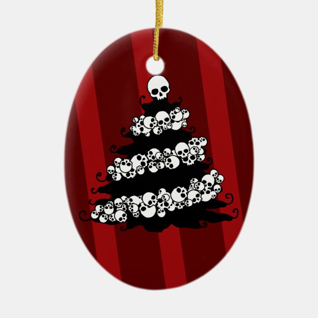 Ornement En Céramique Arbre gothique de guirlande de crâne (Devant)